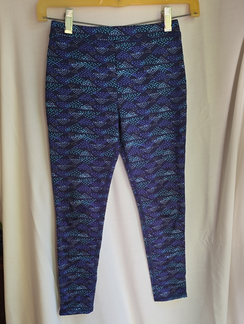 L.L. Bean Navy and Teal Patterned Leggings